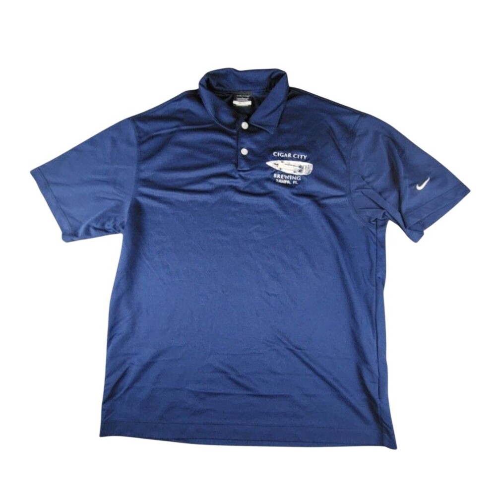 Nike Golf Dri-FIT Polo Shirt Mens Large Blue Cigar City Brewing Tampa FL Beer